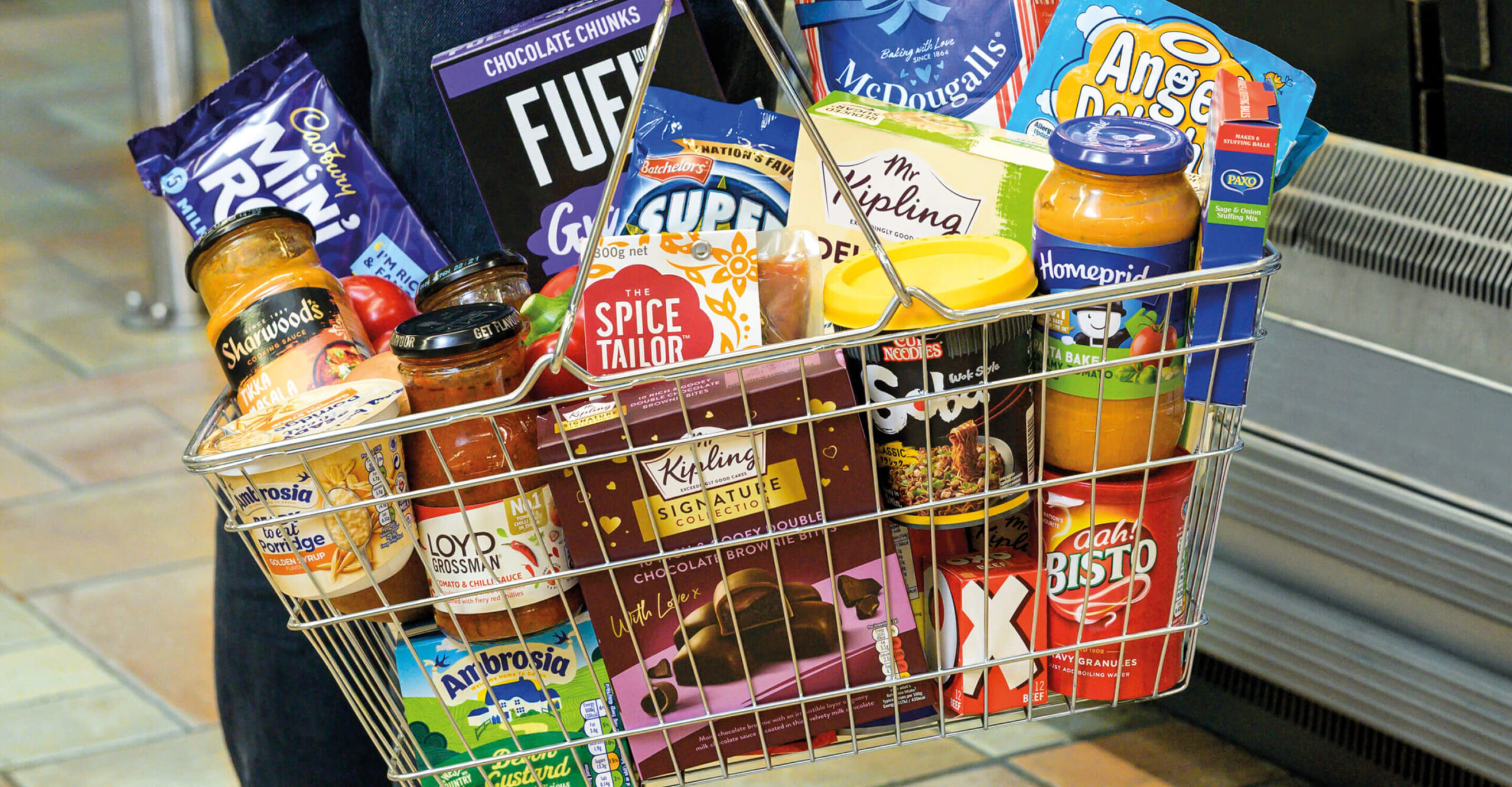 A basket with Premier Foods Products