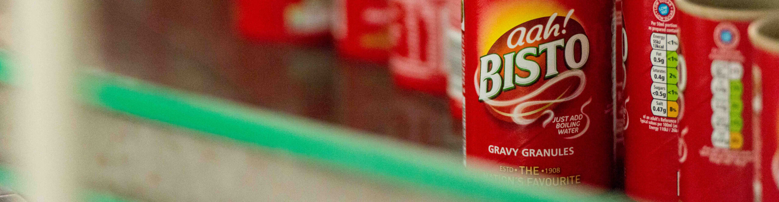 Bisto gravy on a shelf