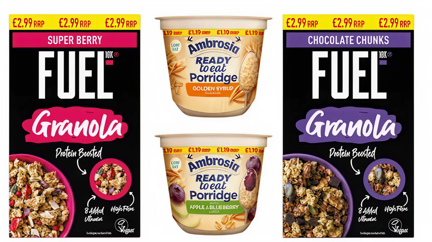 Fuel 10K Granola and Ambrosia Porridge pots